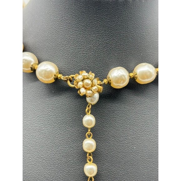 Vintage Miriam Haskell Baroque-Style Faux Pearl Choker-Necklace, Cluster Clasp - Picture 8 of 13